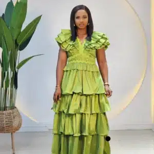 MULTI LAYER RUFFLE SHOULDER MIDI DRESS - Image 2