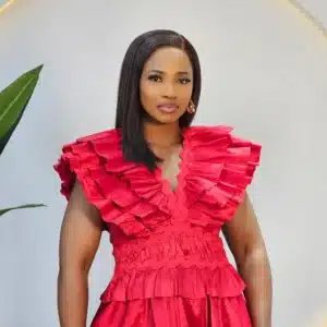 MULTI LAYER RUFFLE SHOULDER MIDI DRESS - Image 3