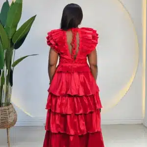 MULTI LAYER RUFFLE SHOULDER MIDI DRESS - Image 5