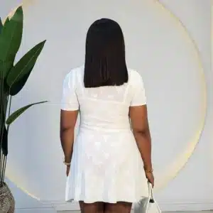 KNIT PEARL NECK DETAIL DRESS - Image 3