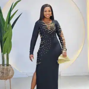 BANDAGE GOLD PEARL DETAILED DRESS - Image 2