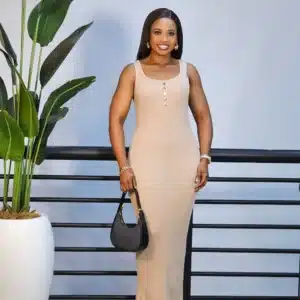 KNIT BUTTON CHEST SLEEVELESS BODYCON DRESS - Image 3