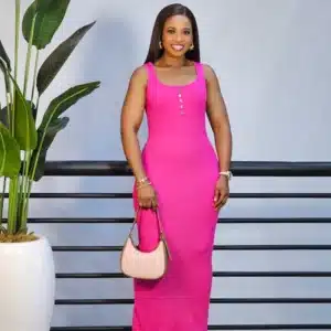 KNIT BUTTON CHEST SLEEVELESS BODYCON DRESS - Image 2