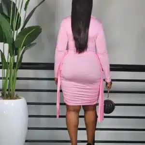 LONG SLEEVE BODYCON SIDE DOUBLE ROSE DRESS - Image 6