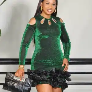 LONG SLEEVE RUFFLE HEM DRESS - Image 5