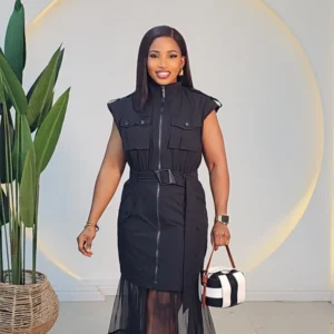 MESH HEM BELTED CARGO DRESS SET 832 - Image 3