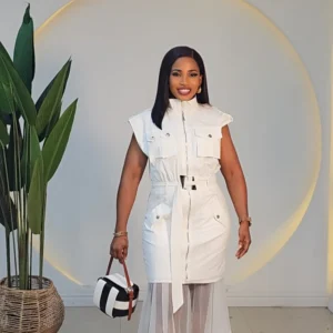 MESH HEM BELTED CARGO DRESS SET 832 - Image 2