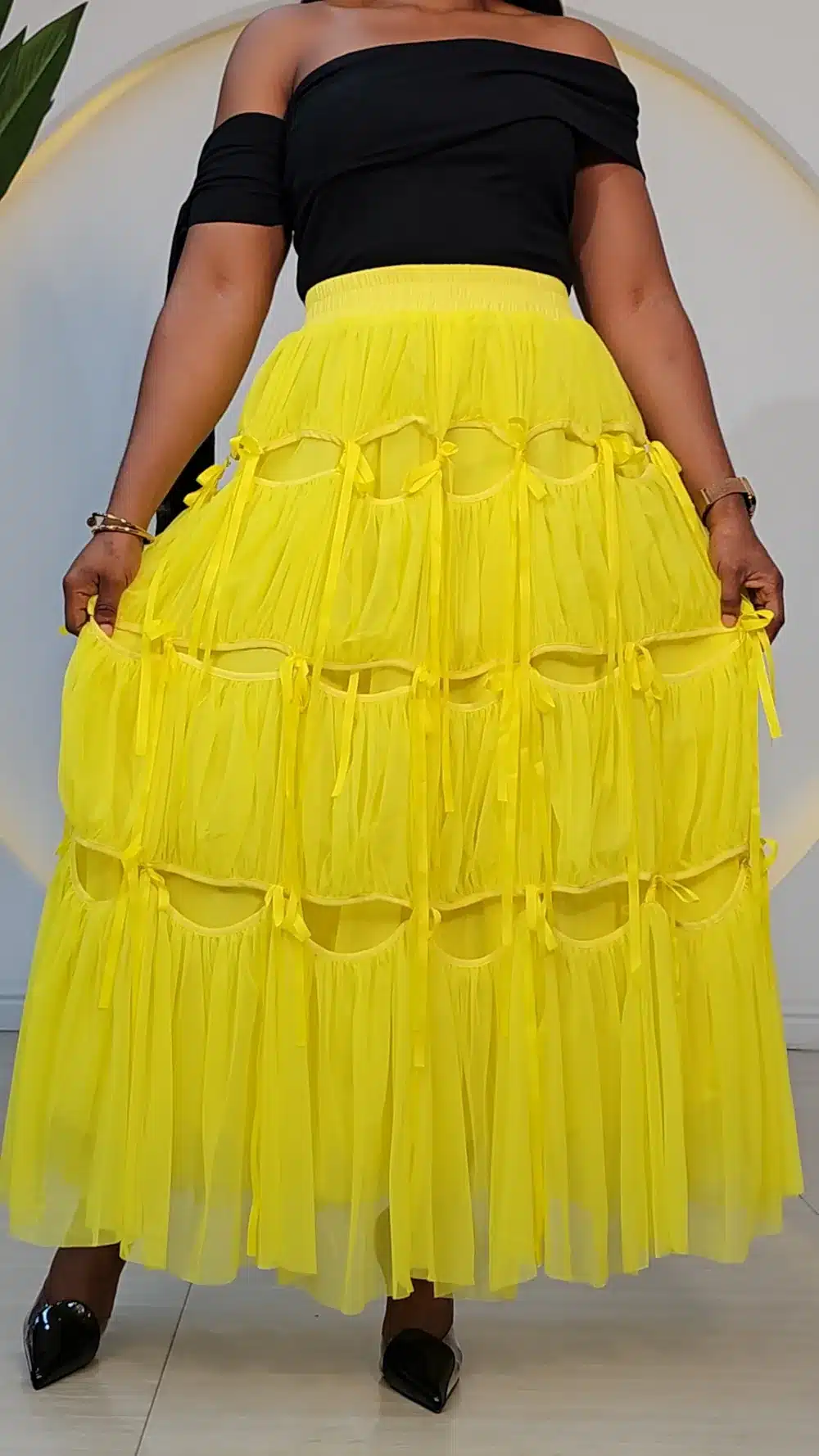 MULTI RIBBON GYPSY MESH SKIRT