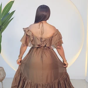 OFF SHOULDER CAPE HEM DRESS - Image 5