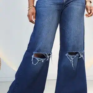 PALAZZO RIPPED MOM WIDE LEG JEANS - Image 3
