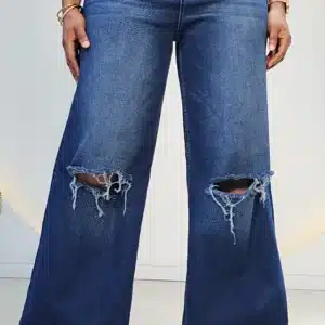 PALAZZO RIPPED MOM WIDE LEG JEANS