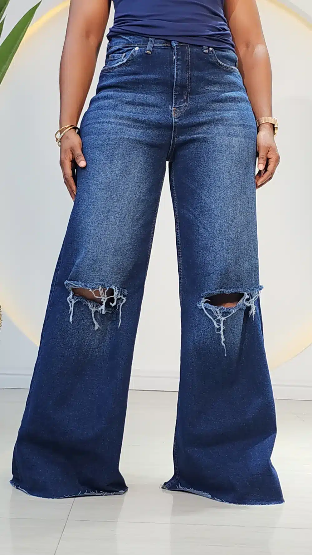 PALAZZO RIPPED MOM WIDE LEG JEANS