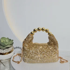 PEARL HANDLE STUD GLITTER PURSE