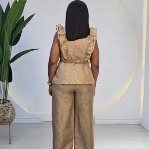 PLAID RUFFLE SLEEVE PANT SET - Image 9