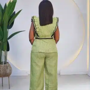 PLAID RUFFLE SLEEVE PANT SET - Image 7