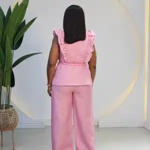 PLAID RUFFLE SLEEVE PANT SET - Image 8