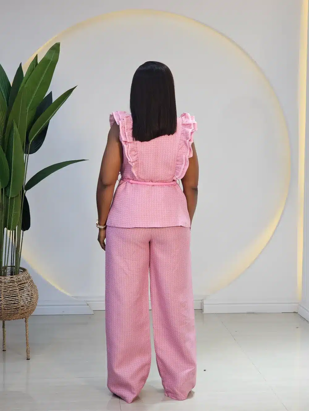 PLAID RUFFLE SLEEVE PANT SET - Image 8