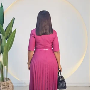 PLEATED OVERLAP COLLAR DRESS 6461 - Image 5