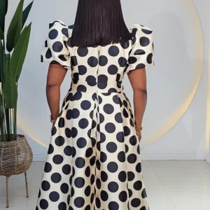 POLKA DOT BUBBLE SLEEVE SKATER DRESS 1110 - Image 3