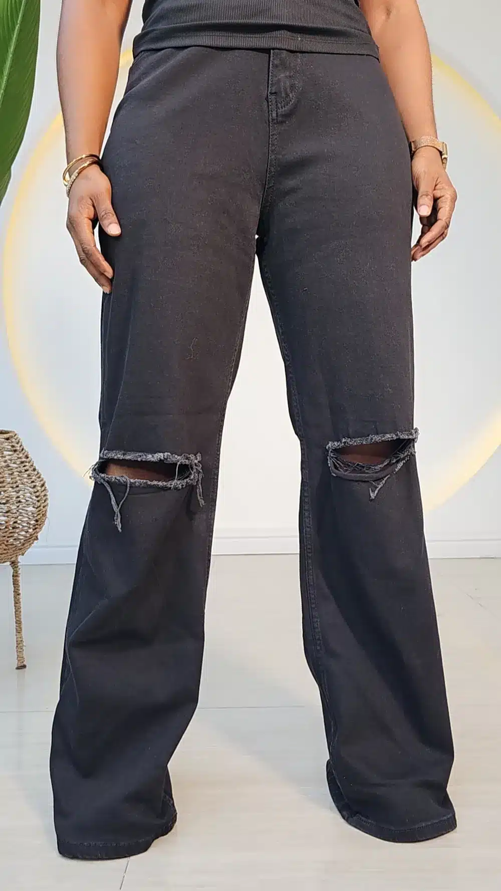 RIPPED PALAZZO MOM JEANS