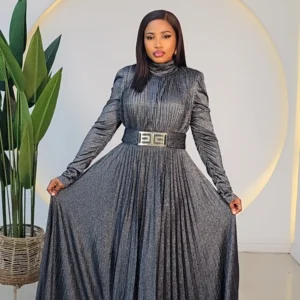 SHIMMER PLEATED EVENING DRESS 2710