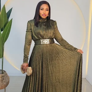 SHIMMER PLEATED EVENING DRESS 2710 - Image 3