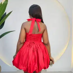 SHORT BUBBLE HALTER NECK DRESS - Image 7