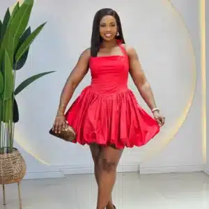 SHORT BUBBLE HALTER NECK DRESS