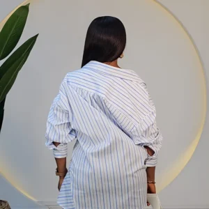 STRIPE COLLAR SIDE RUCH SHIRT - Image 5