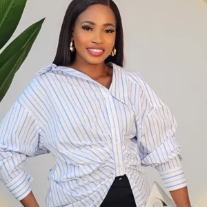 STRIPE COLLAR SIDE RUCH SHIRT - Image 3