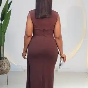 SIDE DRAPE BROOCH LONG DRESS - Image 8