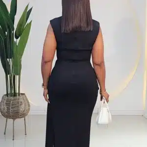 SIDE DRAPE BROOCH LONG DRESS - Image 7