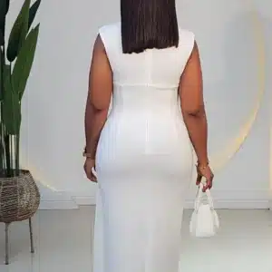 SIDE DRAPE BROOCH LONG DRESS - Image 9