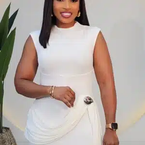 SIDE DRAPE BROOCH LONG DRESS - Image 6