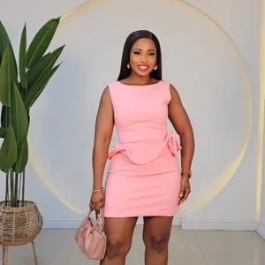 SIDE ROSE SLEEVELESS SHORT DRESS - Image 2