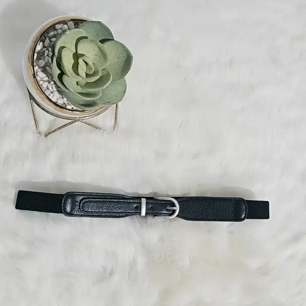 SILVER BUCKLE ELASTIC SLIM BELT B47