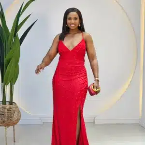 SPAG LACE UP BACK HEM DRESS - Image 2