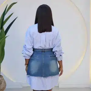 STRIPE DENIM WRAP DRESS SET - Image 3