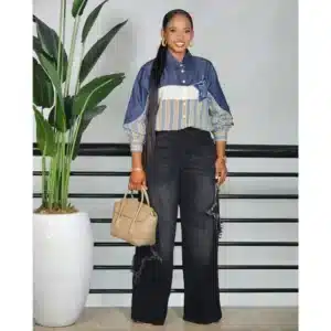 3-TONE STRIPE & DENIM SHIRT - Image 4