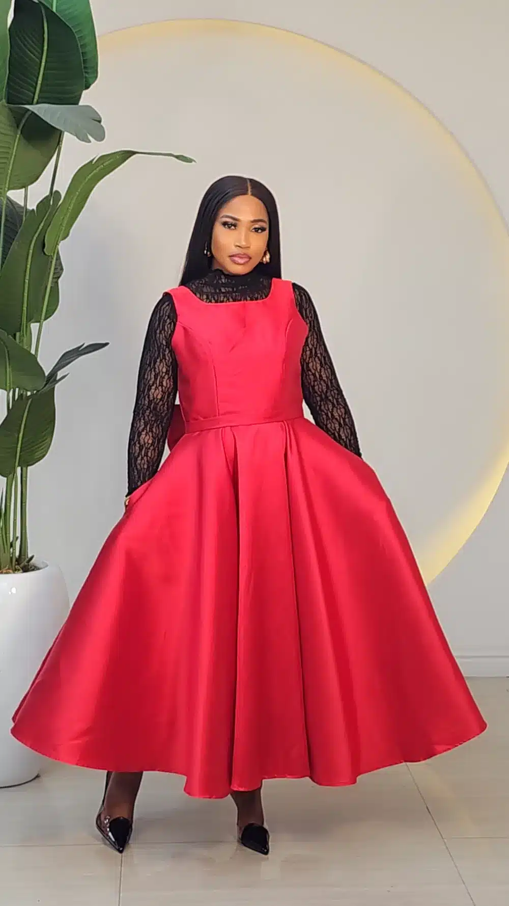 BACK BOW SATIN SKATER DRESS 179