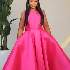 BACK BOW SATIN SKATER DRESS 179 - Image 2