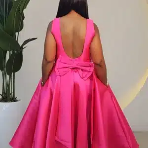 BACK BOW SATIN SKATER DRESS 179 - Image 7