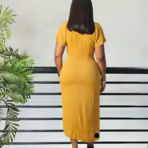 BAT SLEEVE SIDE RUFFLE THIGH MIDI DRESS - Image 6