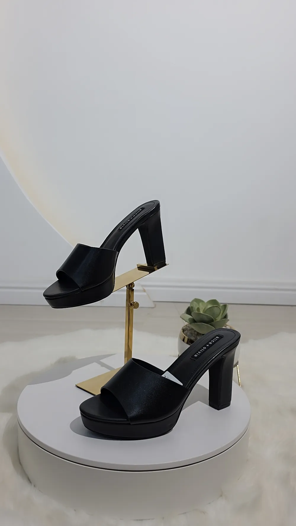 BLOCK HEEL LEATHER PLATFORM SLIPPERS 8086