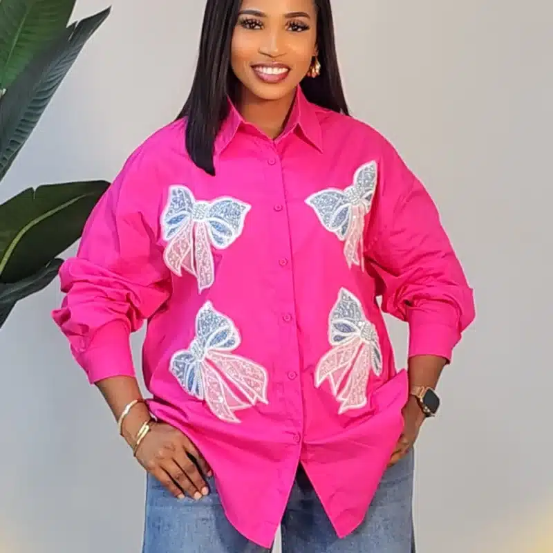 BOW PATCH DETAIL SHIRT 839