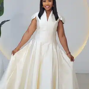 CAP SLEEVE SKATER SATIN DRESS 1011 - Image 3