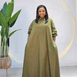 COLLAR CHEST BUTTON SWING SHIRT DRESS 8281