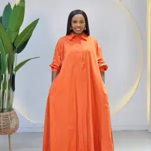 COLLAR CHEST BUTTON SWING SHIRT DRESS 8281 - Image 3