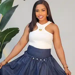 DENIM BACK LACE UP MAXI SKIRT 7772 - Image 3