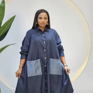 DENIM FRONT POCKET OVERSIZED DRESS 1411 - Image 2